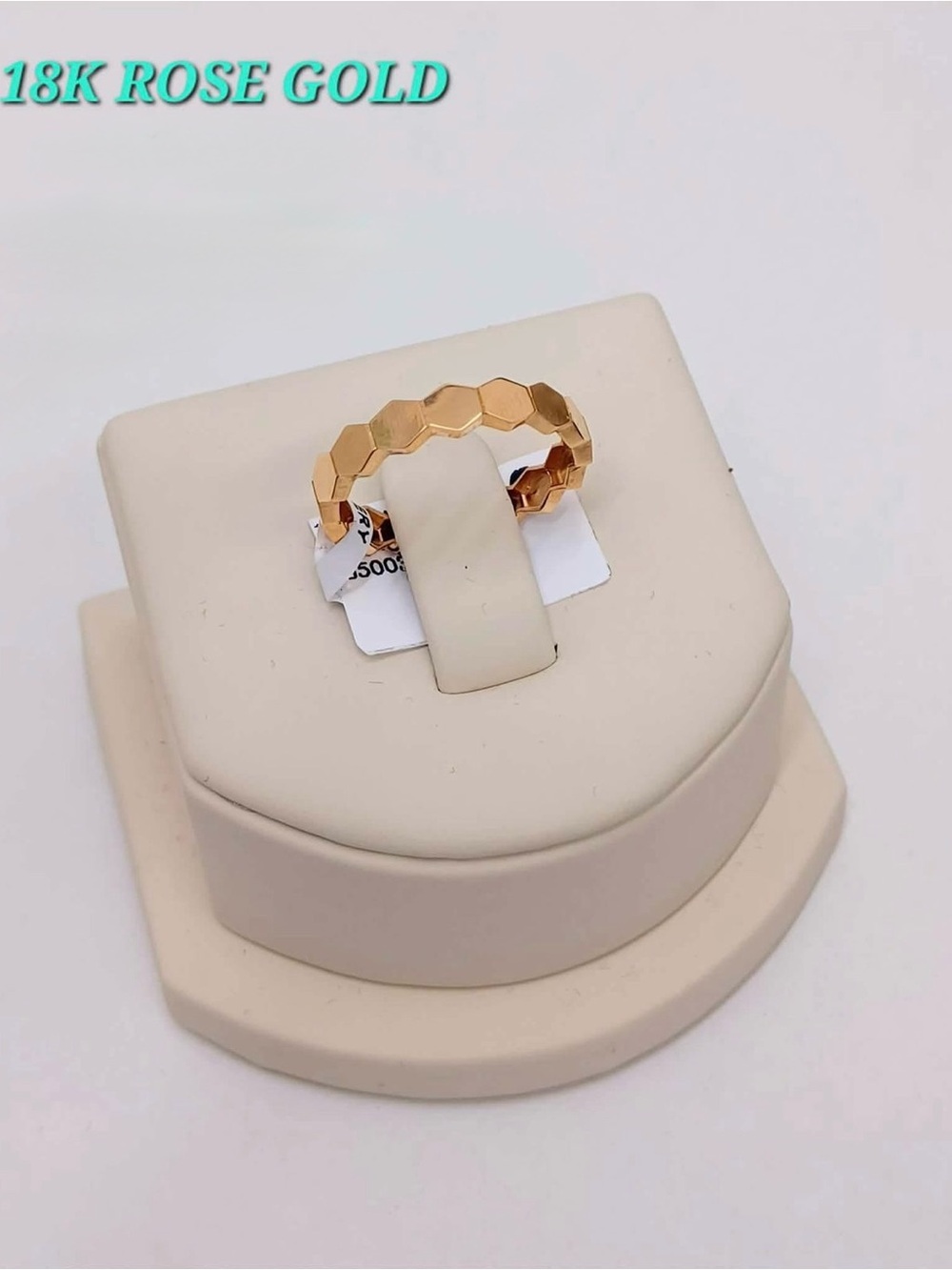 18K Rose Gold Honeycomb Band Ring - Size 7